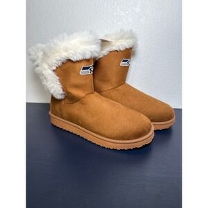 FOCO NFL Seattle‎ Seahawks Tan Suede Faux Fur Lined Winter Boots Women's Size 8